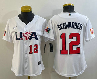 Womens USA Baseball #12 Kyle Schwarber Number 2023 White World Classic Stitched Jersey->2023 world baseball classic->MLB Jersey